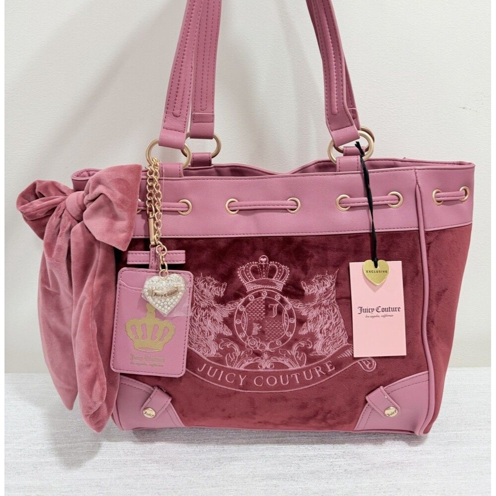NWT Juicy Couture Scottie Dogs Cranberry Chateau Pink Daydreamer Tote Handbag